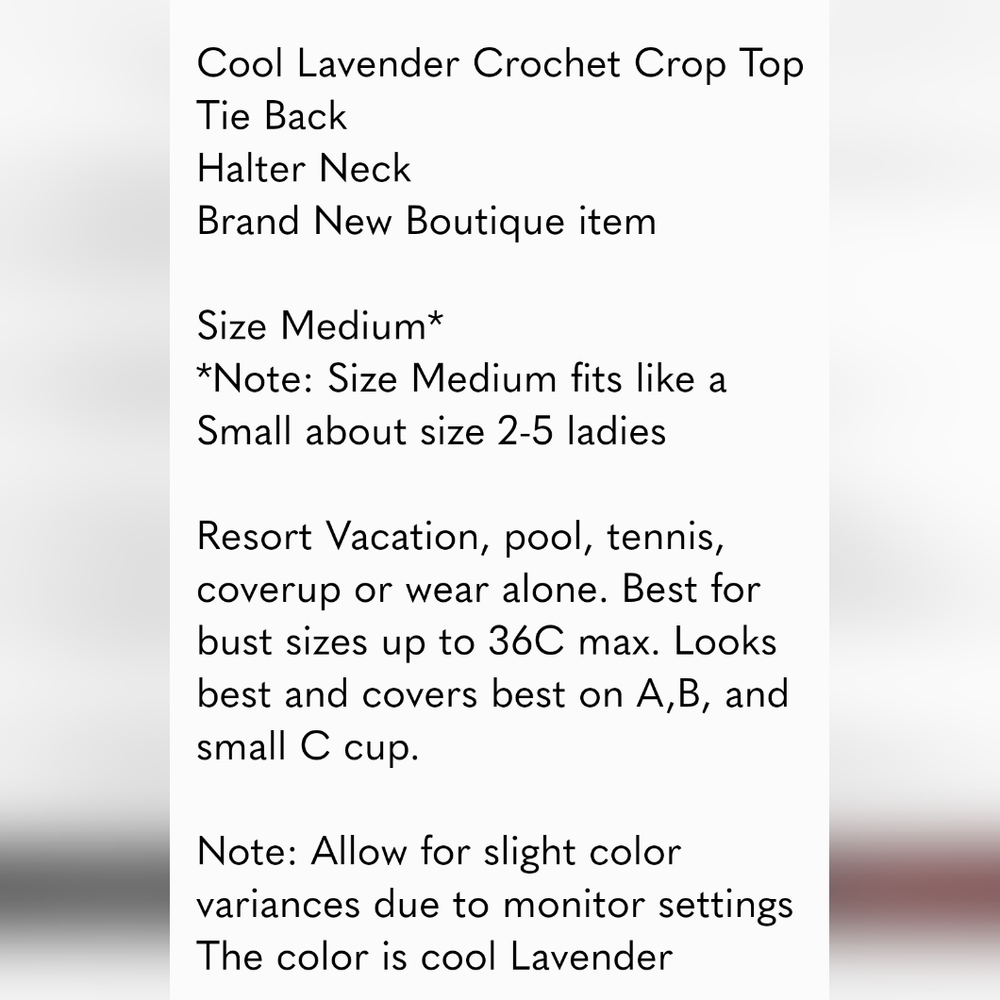 Bohemian Lavender Bralette or Crop top. - Picture 6 of 6